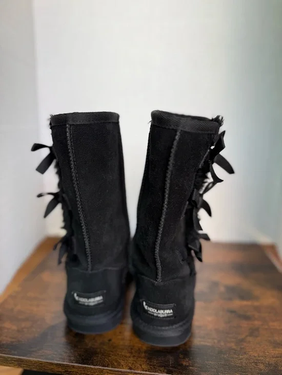 Koolaburra UGG Black Suede Winter Boots with Side Bows - Picture 7 of 9